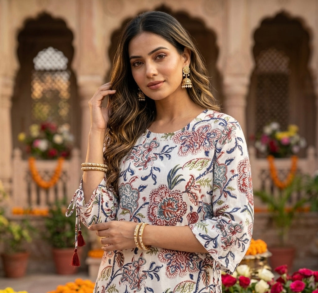The Gulbagh Handblock Embroidered Top