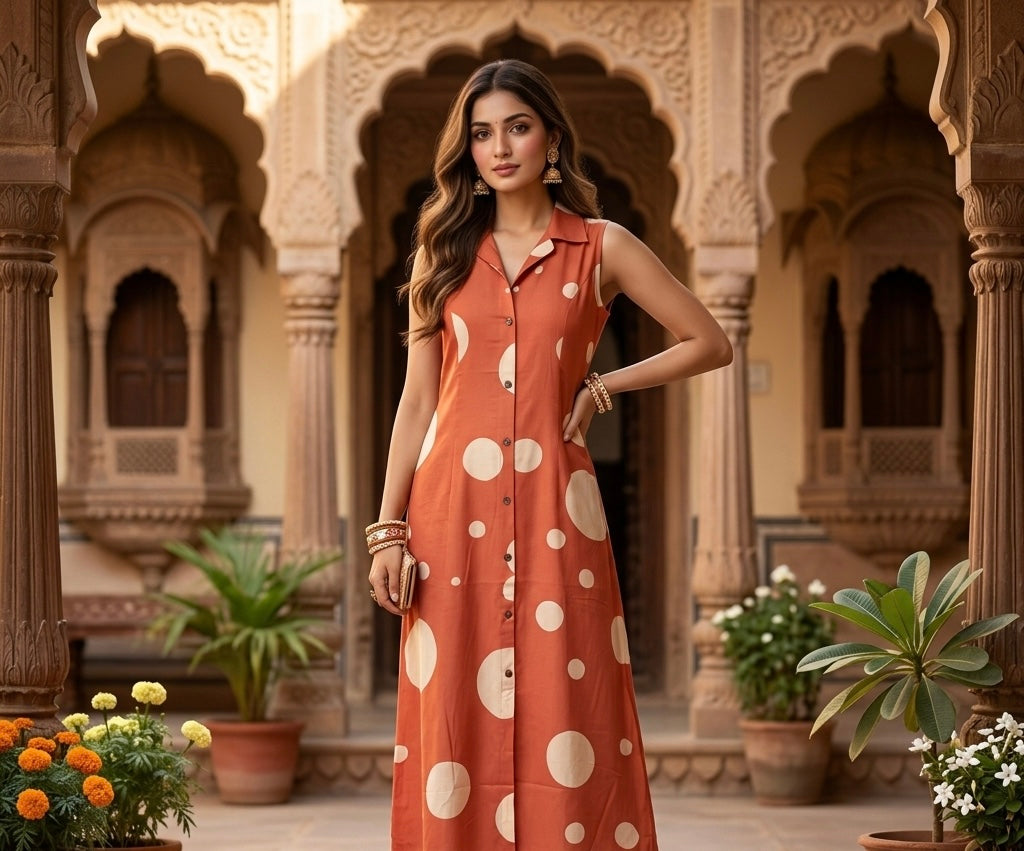 Polka Dot Rayon Cotton Dress