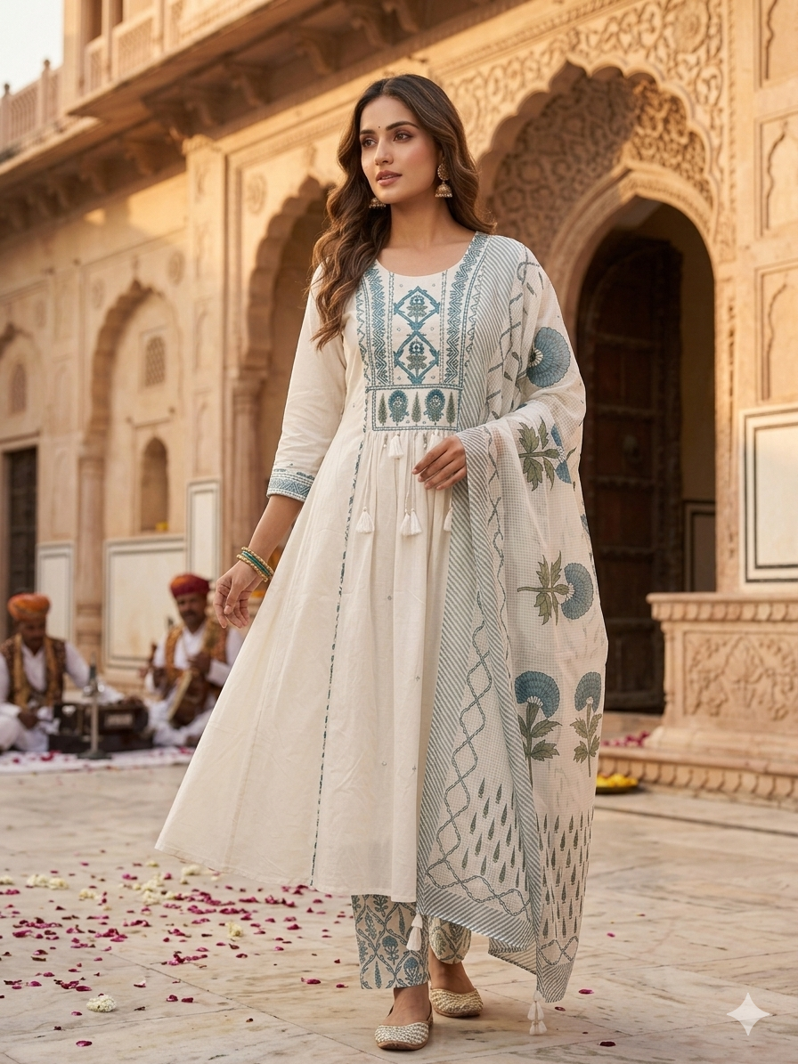 White Lover Dupatta Set