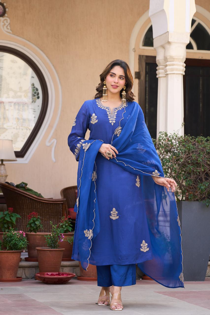 Mulsilk Embroidered Dupatta Set