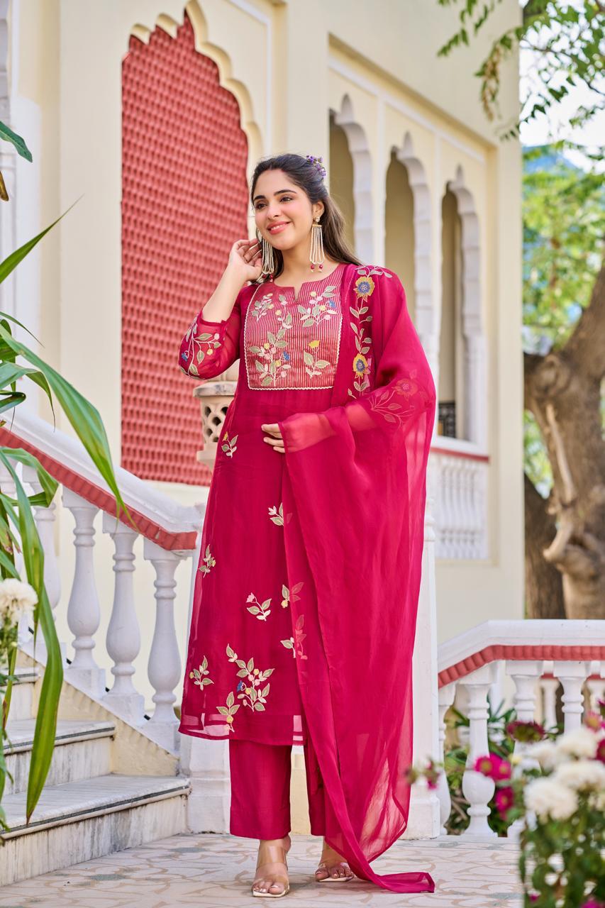 Pink Morni Dupatta Set