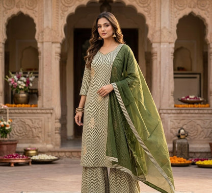 Maru Zigzag Dupatta Set with Gharara