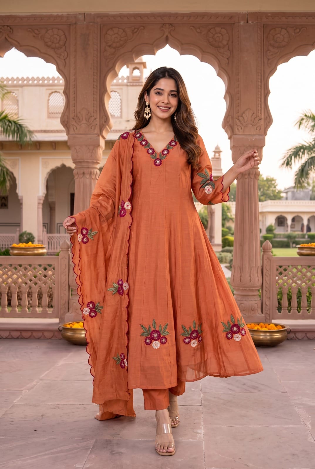 The Glossy Shoulder Anarkali Dupatta Set