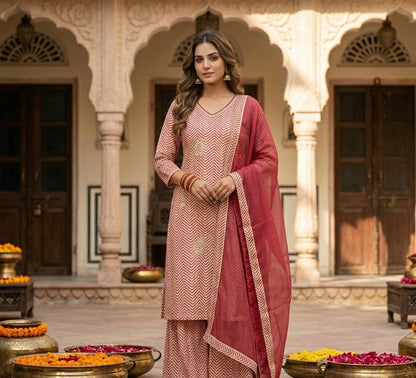 Maru Zigzag Dupatta Set with Gharara