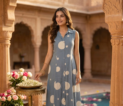 Polka Dot Rayon Cotton Dress