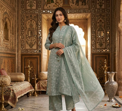 Romantic Lovebirds Embroidered Dupatta Set