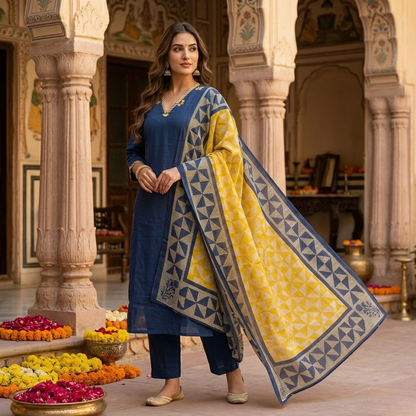 Contrast Spice Dupatta Set
