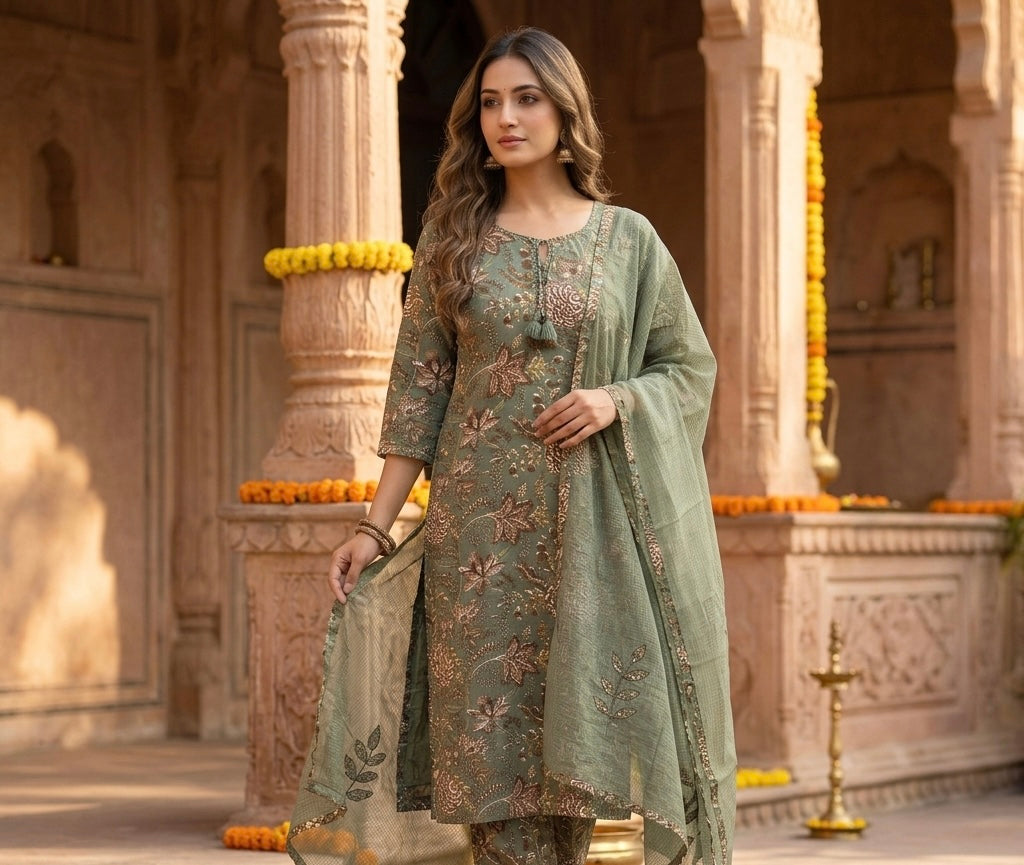 The Meriah Flora Dupatta Set