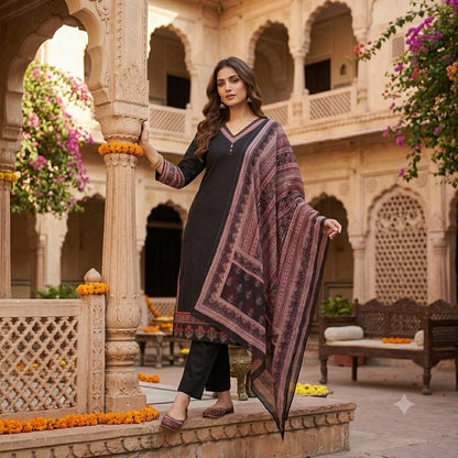 The Tarana Solid Cambric Cotton Dupatta Set