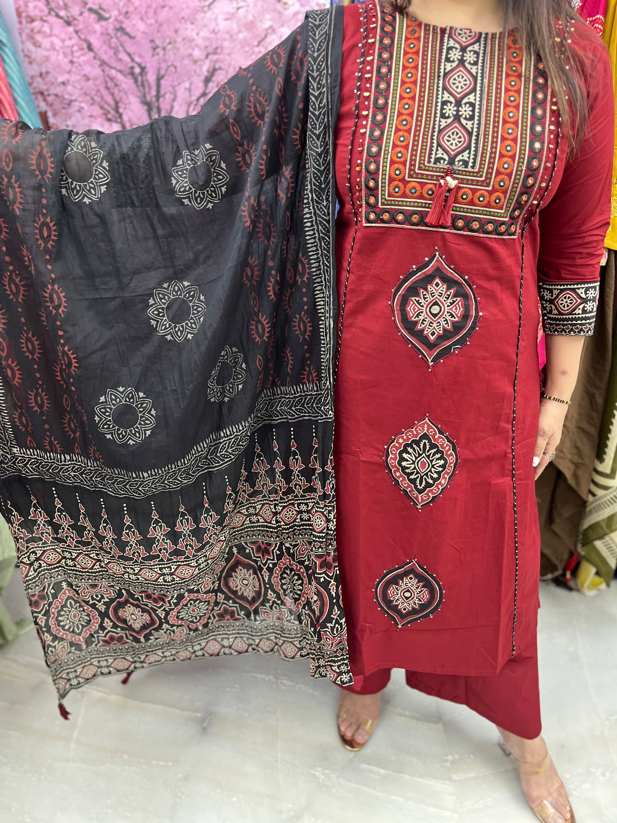 The Dhaani Kutch Embroidered Dupatta Set