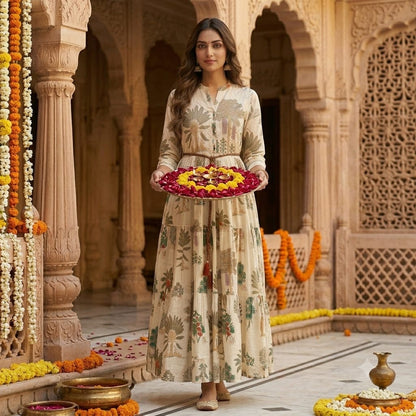 The Oasis Tiered Linen Cotton Gown