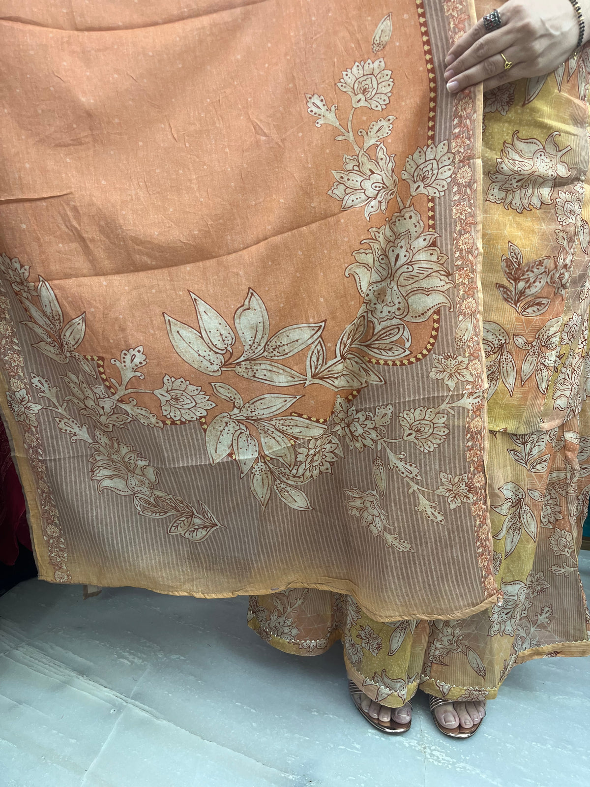 The Flora Organic Cotton Dupatta Set With Sharara