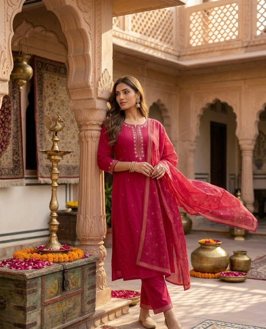 Marwar Gota Patti Embroidered Dupatta Set