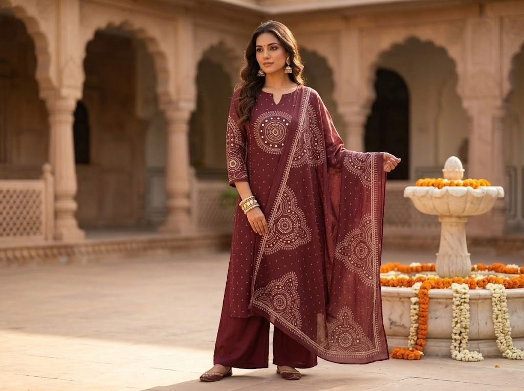 The Mandala Artwork Dupatta Set
