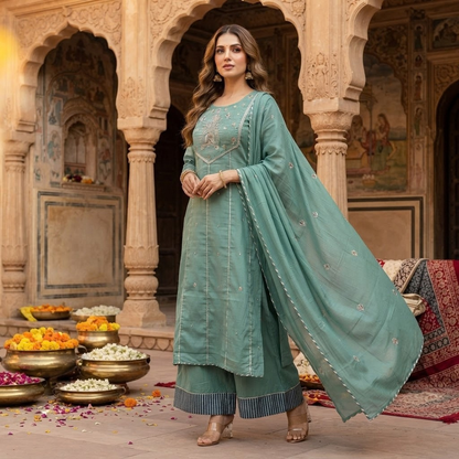 The Heena Gota Embroidery Dupatta Set