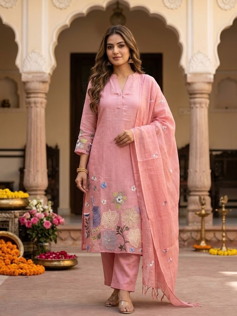 The Daaman 3D Embroidered Dupatta Set