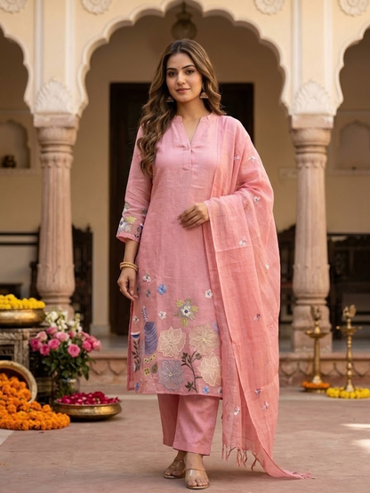 The Daaman 3D Embroidered Dupatta Set