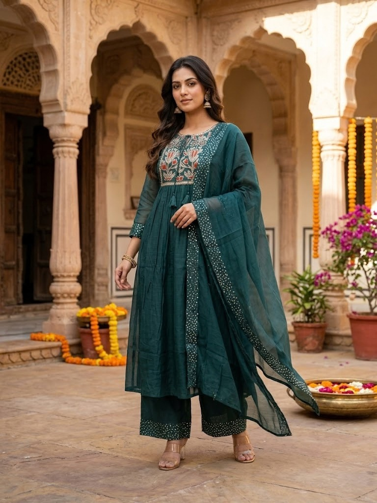 The Kasturi Sequin Detailed Dupatta Set