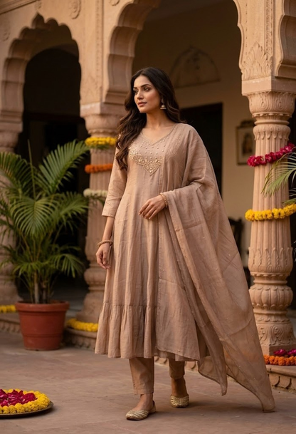 The Sahaj Yolk Embroidered Dupatta Set
