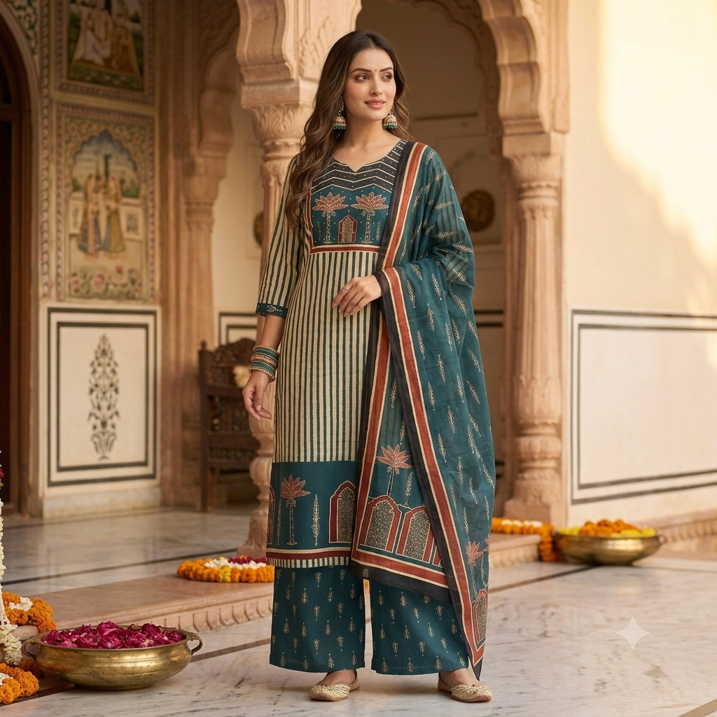 Ziya Striped Dupatta Set