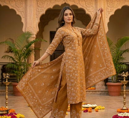 Romantic Lovebirds Embroidered Dupatta Set