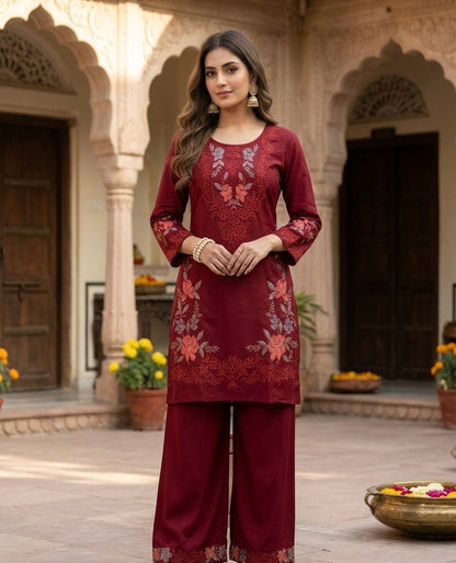 The Gulnaaz Cross-Stitch Rayon-Cotton Co-ord Set