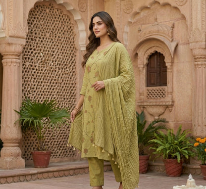 Simple Cross Stitch Embroidered Dupatta Set