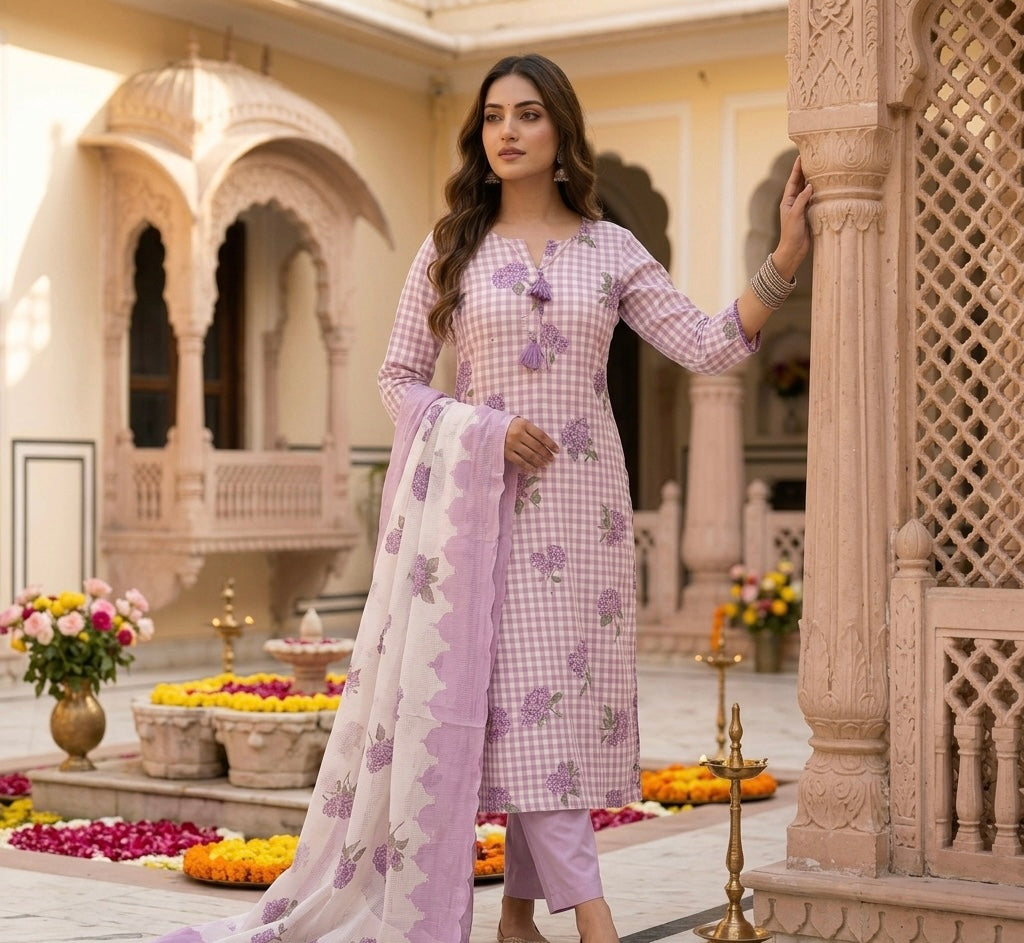 The Gulrukh Check Dupatta Set