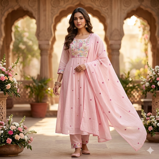 The Peetambari Semi-Flare Dupatta Set