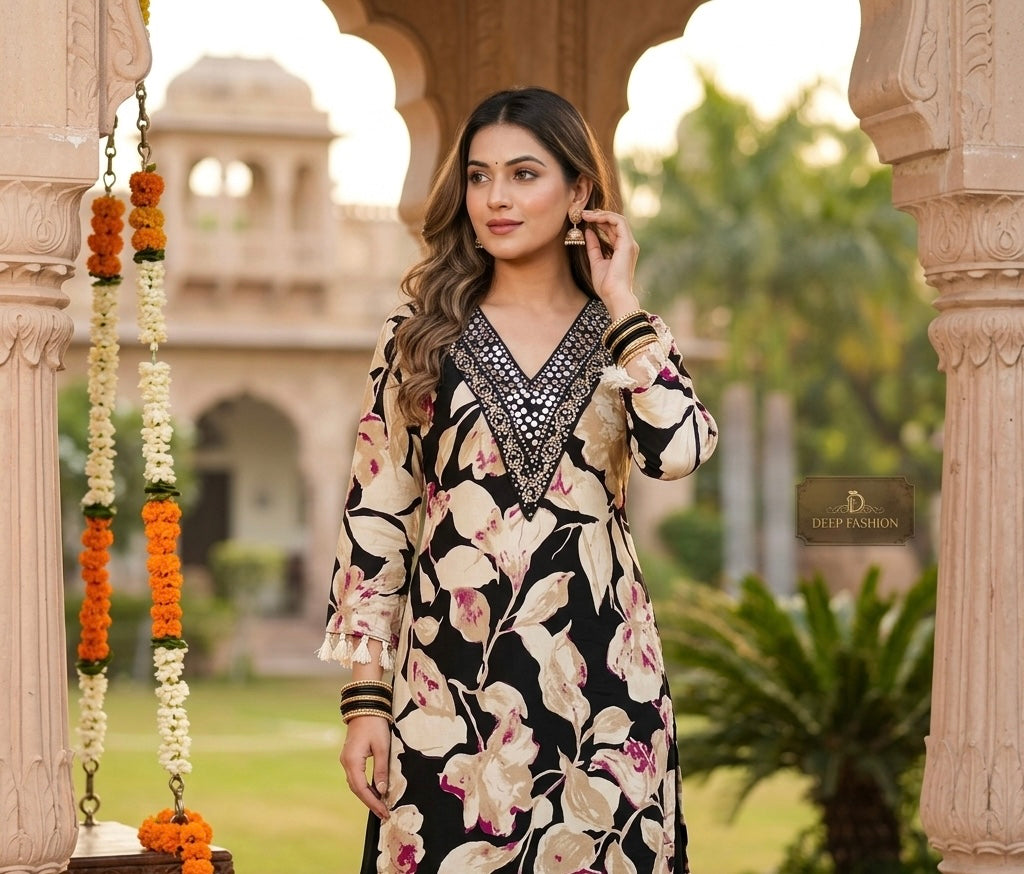 Zaira Shadow Bloom Co-ord Set with Farsi Salwar