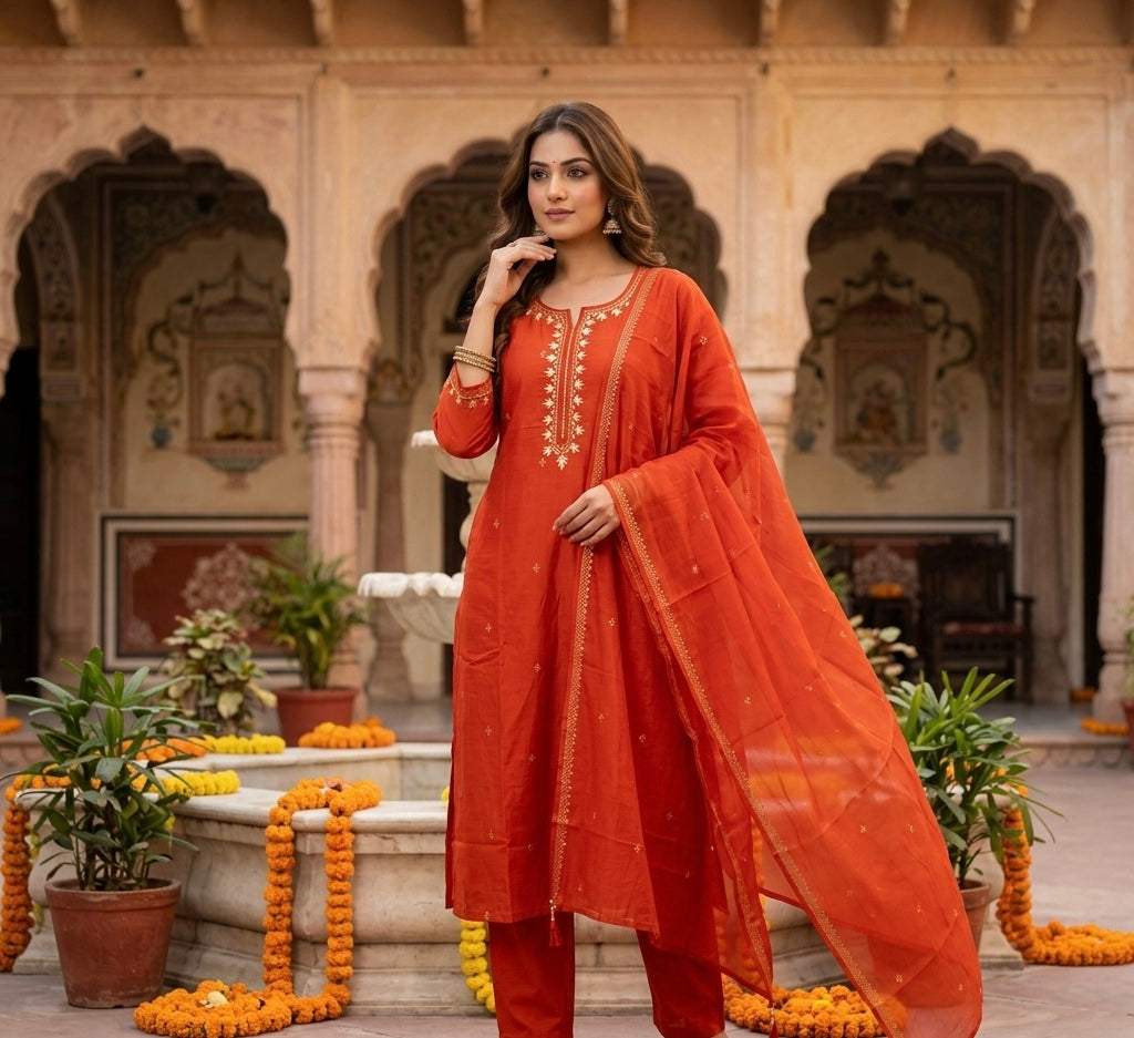 Marwar Gota Patti Embroidered Dupatta Set