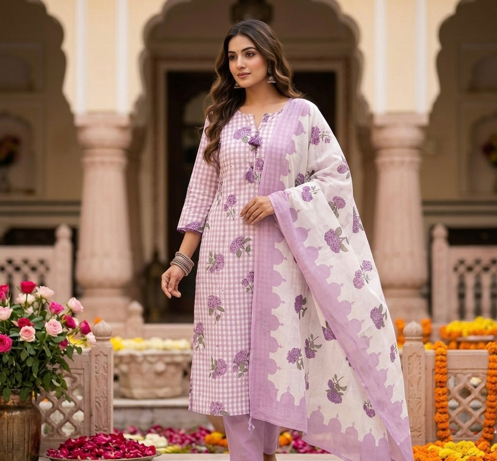 The Gulrukh Check Dupatta Set