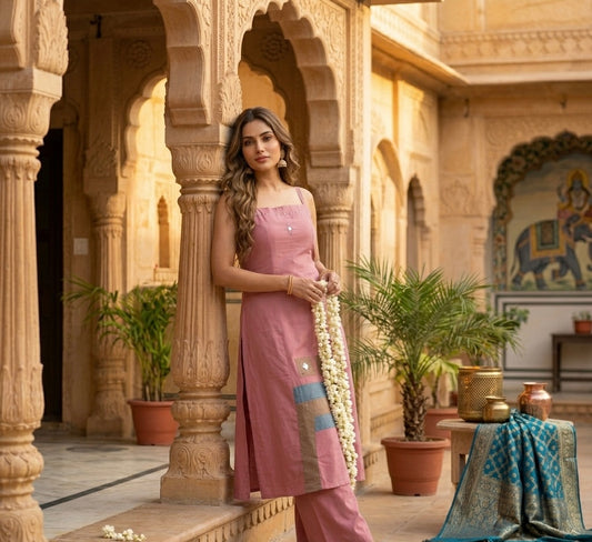 Meadow Pink Cotton Spaghetti Co-ord Set