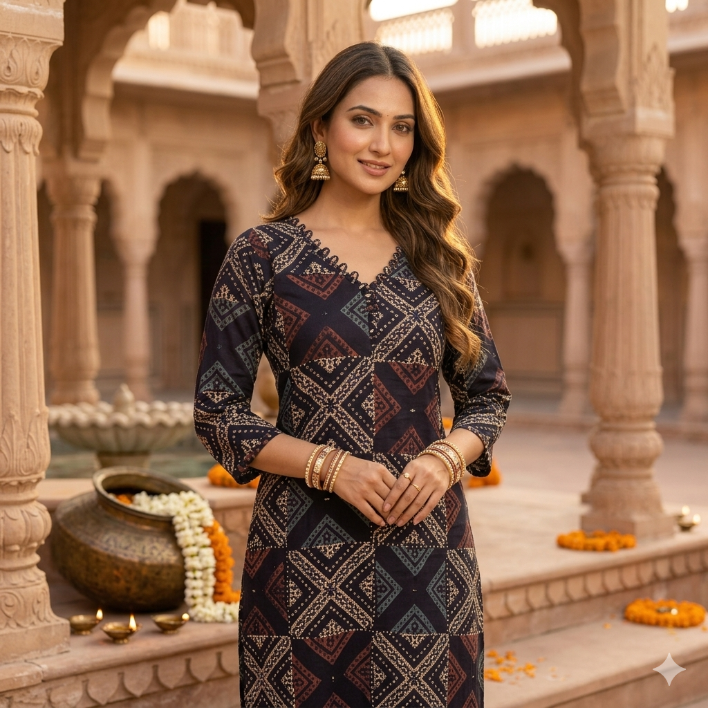The Aadya Geometric Long Kurti