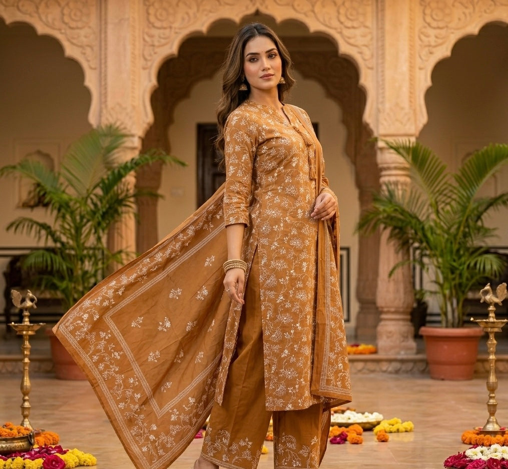 Romantic Lovebirds Embroidered Dupatta Set