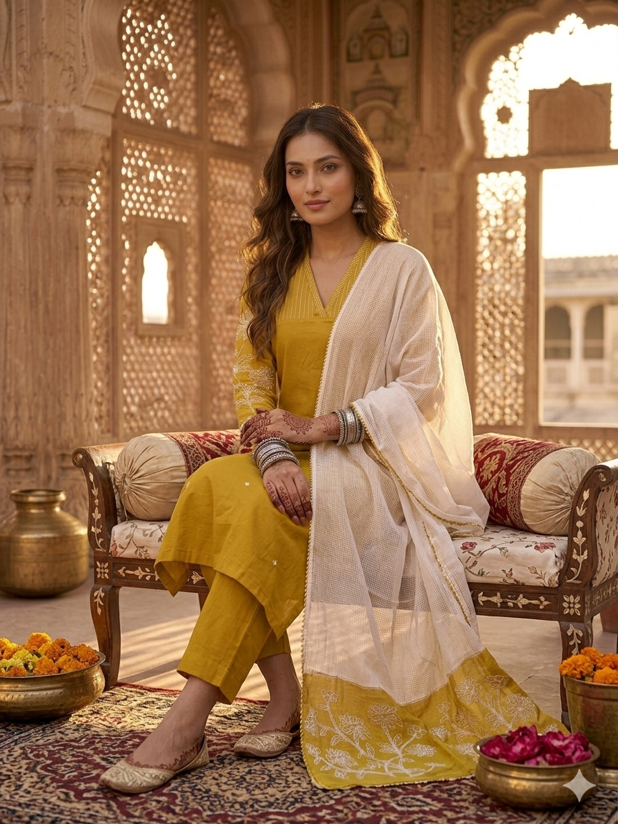 Palace Doria Thread Embroidered Dupatta Set