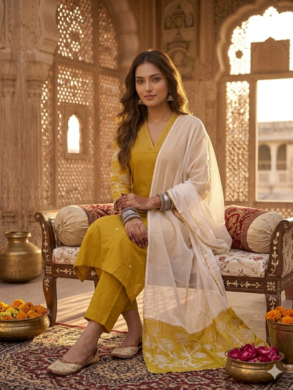 Palace Doria Thread Embroidered Dupatta Set