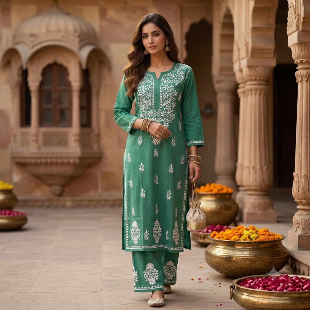 The Nazraana Lakhnavi Kurti Set