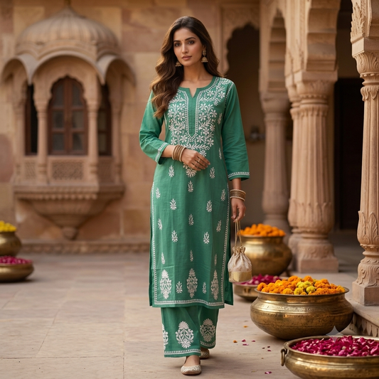The Nazraana Lakhnavi Kurti Set