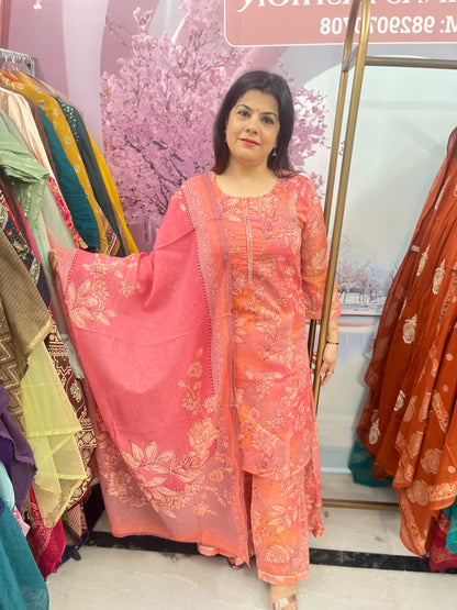 The Flora Organic Cotton Dupatta Set With Sharara