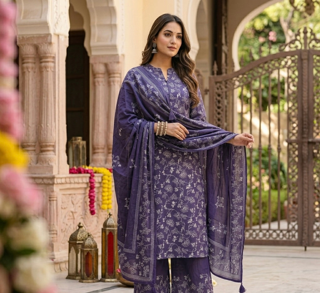 Romantic Lovebirds Embroidered Dupatta Set