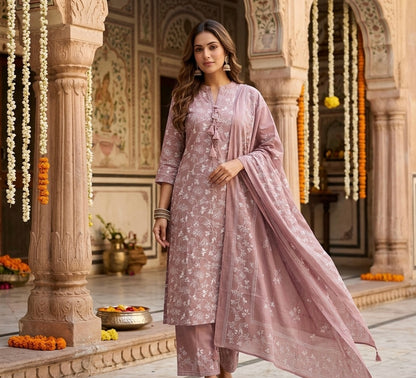 Romantic Lovebirds Embroidered Dupatta Set