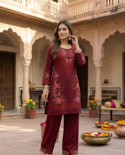 The Gulnaaz Cross-Stitch Rayon-Cotton Co-ord Set