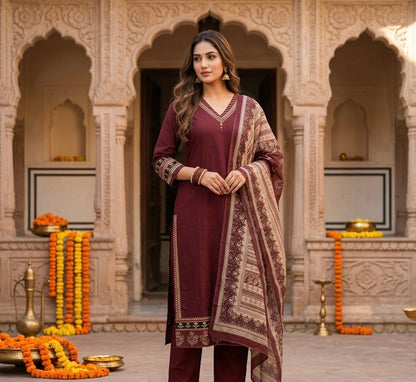 The Tarana Solid Cambric Cotton Dupatta Set