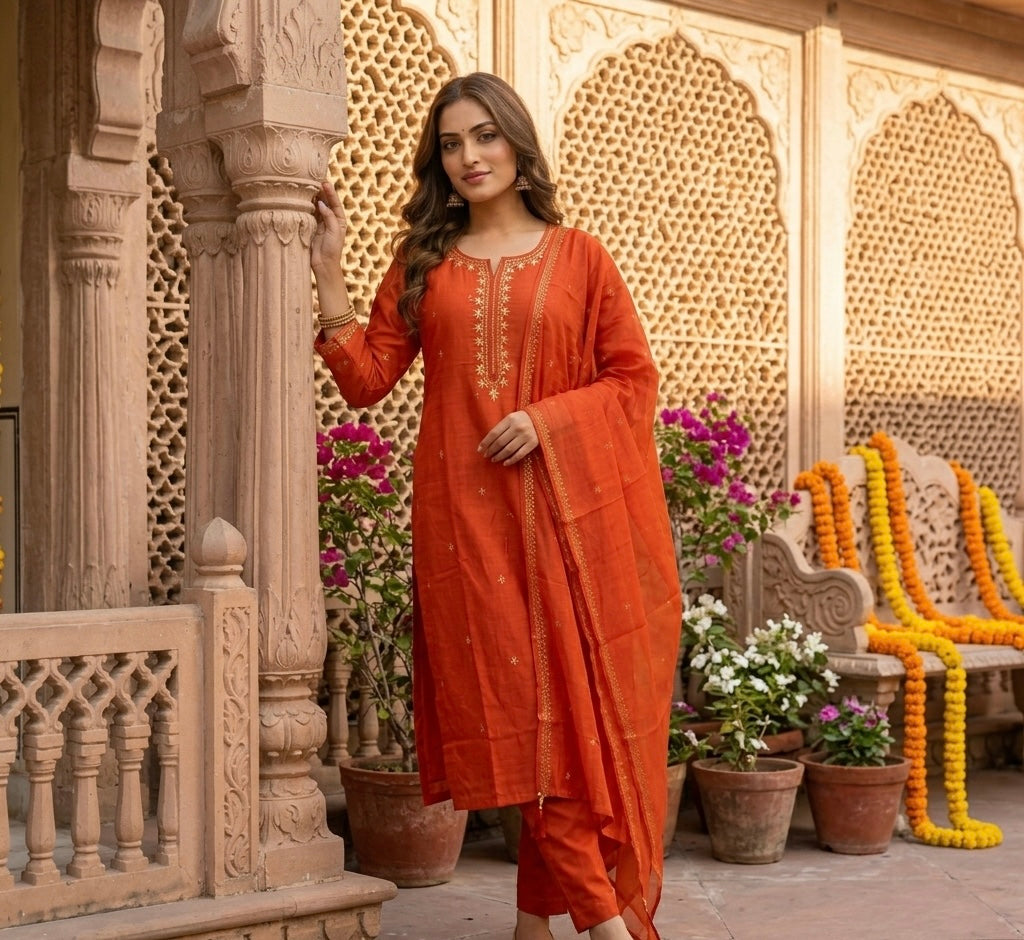 Marwar Gota Patti Embroidered Dupatta Set