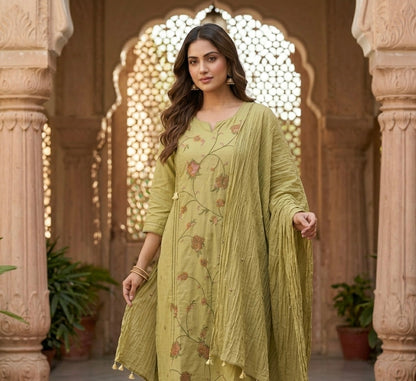 Simple Cross Stitch Embroidered Dupatta Set