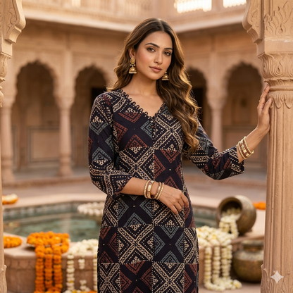 The Aadya Geometric Long Kurti