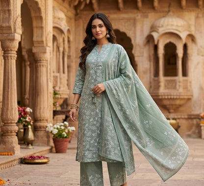 Romantic Lovebirds Embroidered Dupatta Set