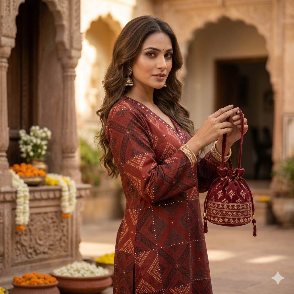 The Aadya Geometric Long Kurti