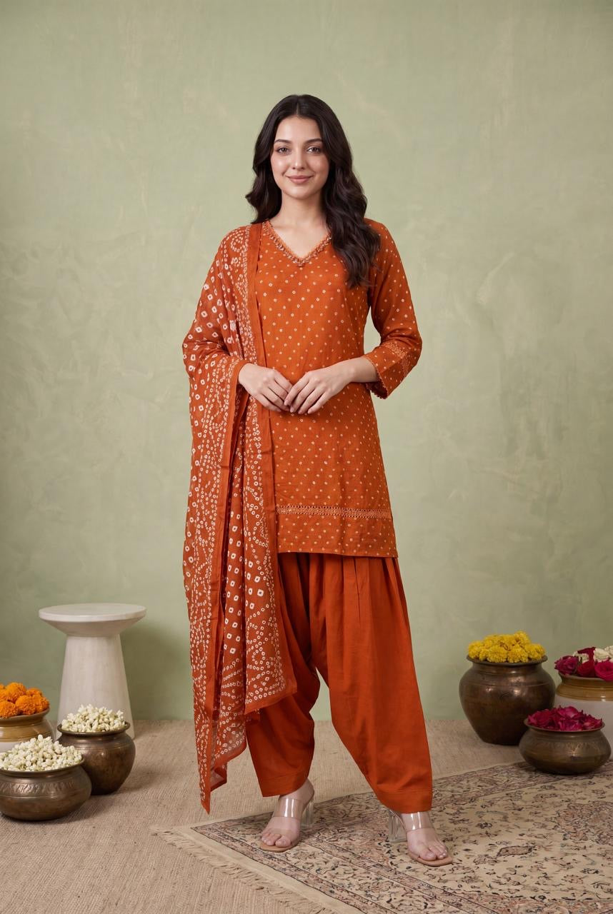 Traditional Bandhani Print Salwar Set